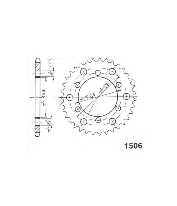 Achtertandwiel aluminium 44 tanden