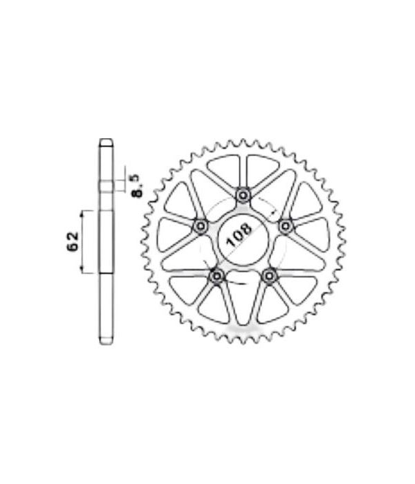 Achtertandwiel Alu 58 tanden