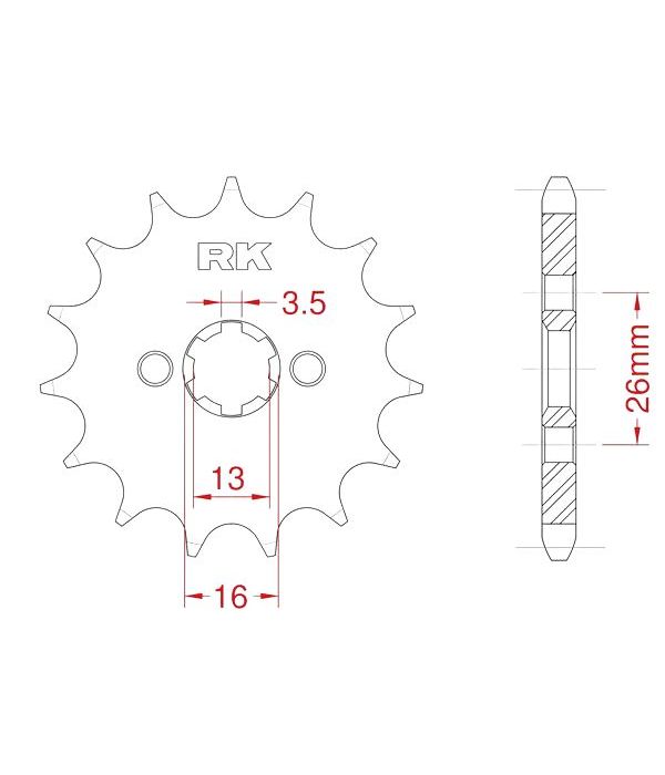 Voortandwiel 16 tanden