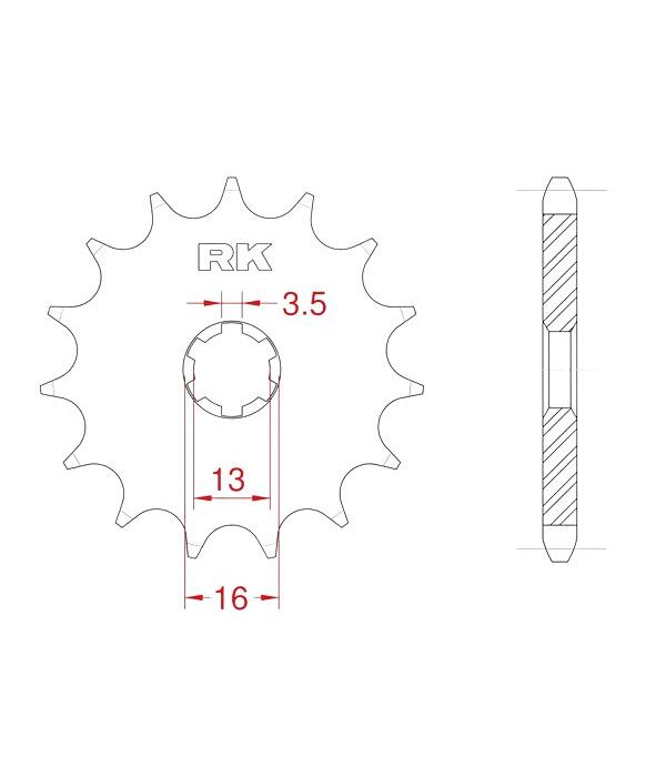 Voortandwiel 16 tanden