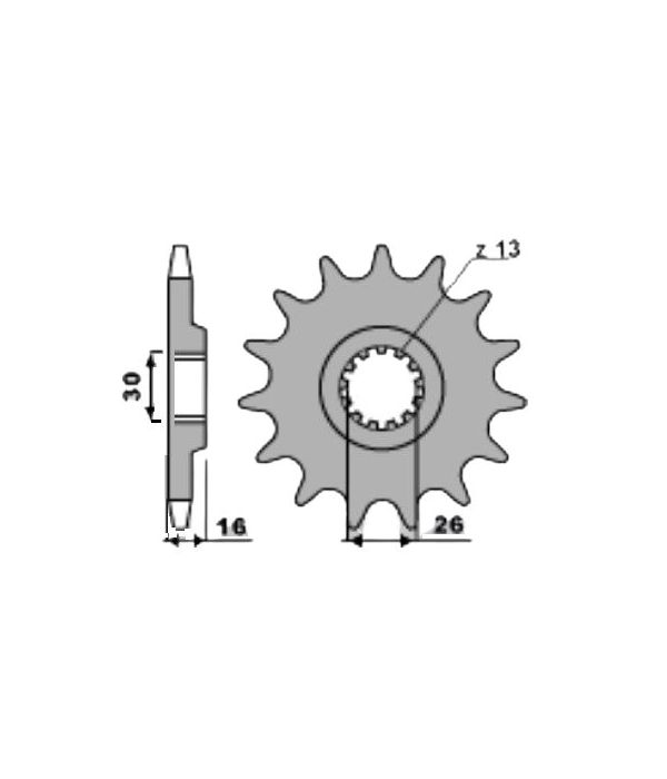 Voortandwiel 16 tanden (pas=520)