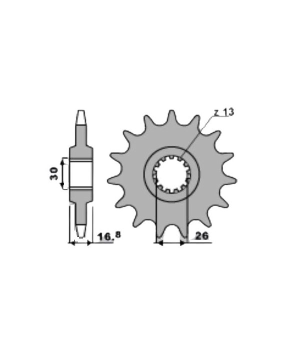 Voortandwiel 14 tanden (pas=530)