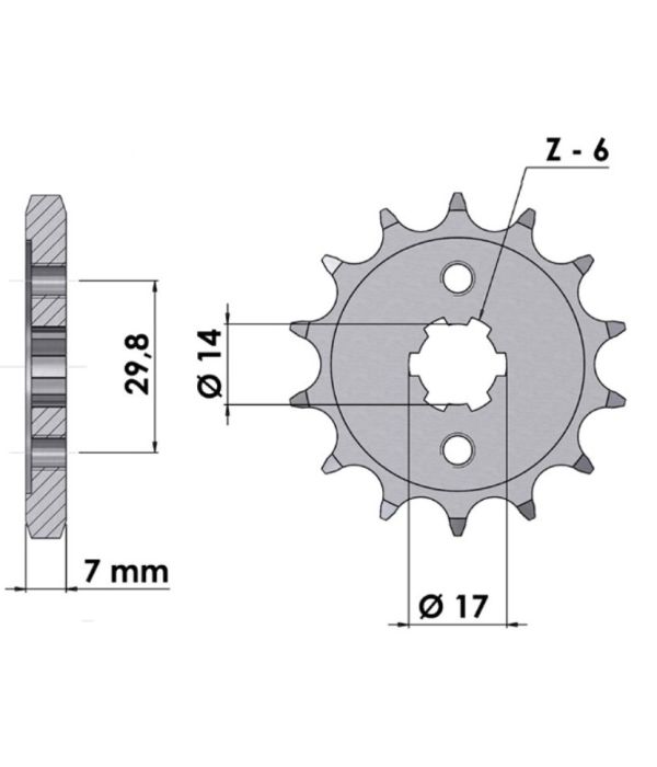 Voortandwiel 14 tanden